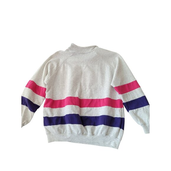 VTG 80s Sun Triangle Sweatshirt L Bahamas 1/4 Zip Drawstring USA Rainbow Unisex - Picture 6 of 9